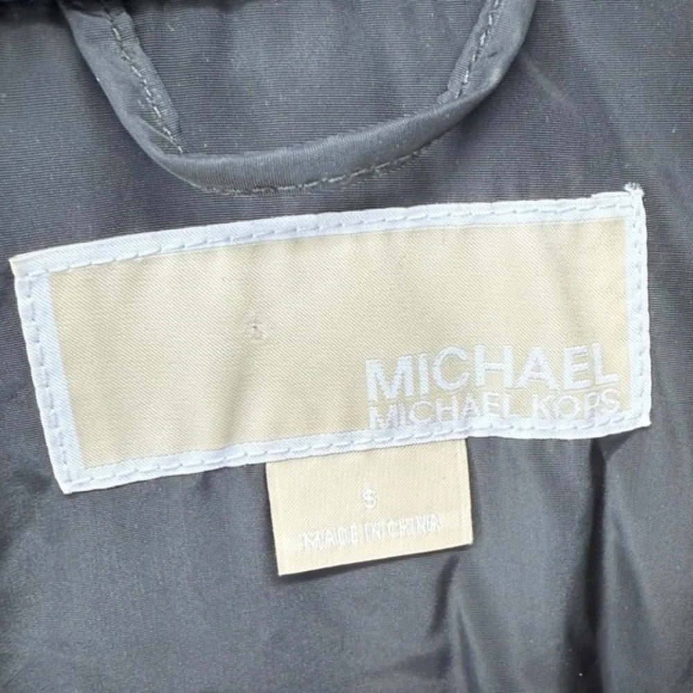MICHAEL KORS Quilted Puffer Jacket Zip Hoodie Olive Green Pre-Owned Womens Small